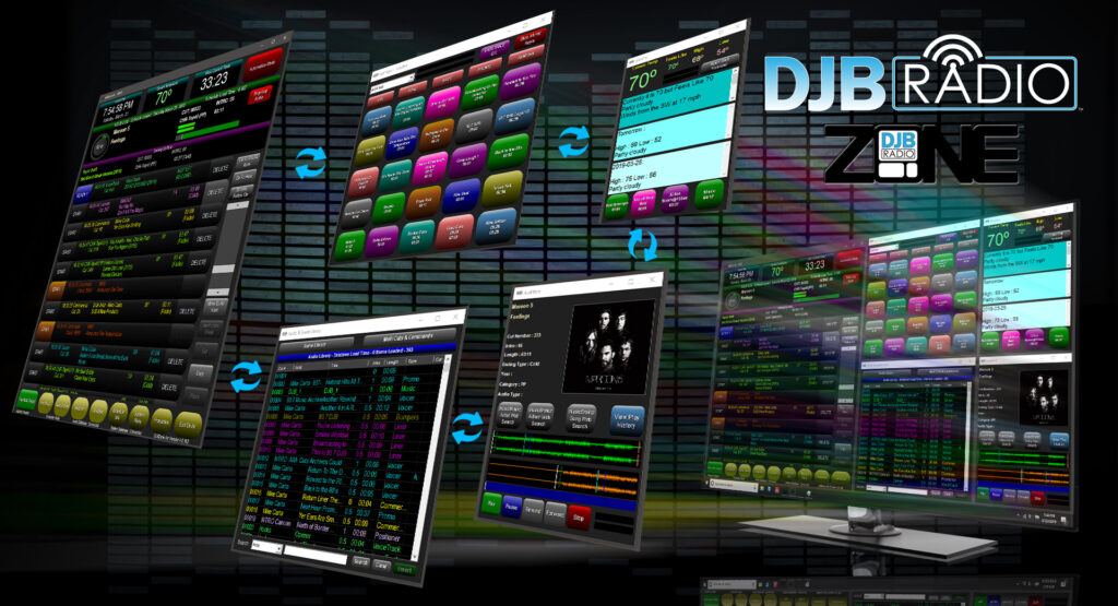 DJB Radio - DJB Zone - sample screens and logo